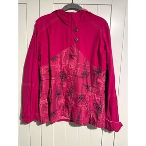 Columbia Kids Pink Hooded Full Zip Jacket Floral Print Size Medium